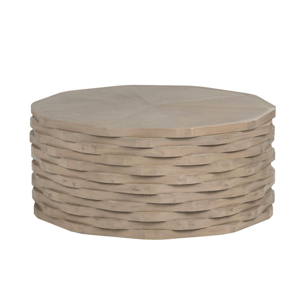 Crestview Collection Baker Basket Weave Storage Round Coffee Table