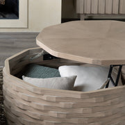Crestview Collection Baker Basket Weave Storage Round Coffee Table