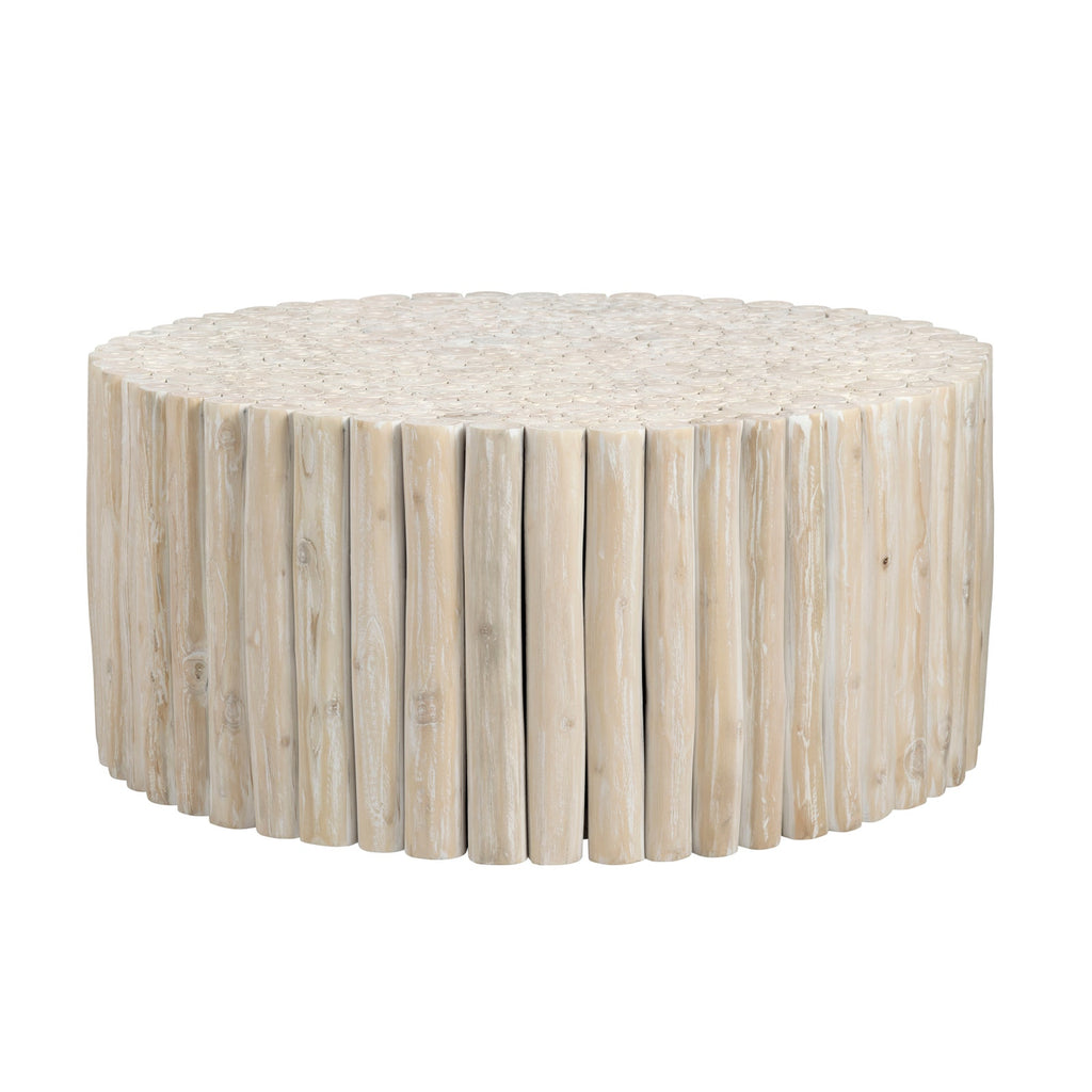 Crestview Collection Gathering Fluted Wood Round Coffee Table