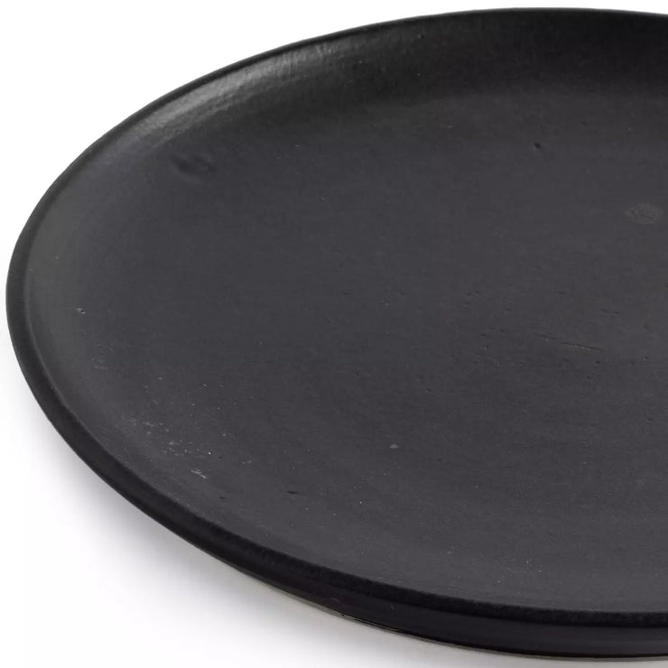 Four Hands Nelo Set of 4 Dinner Plates ~ Matte Black Glaze Ceramic