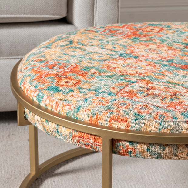 Crestview Collection Melinda Round Upholstered Coffee Table