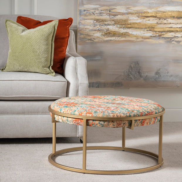Crestview Collection Melinda Round Upholstered Coffee Table