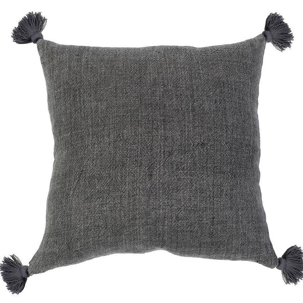 Pom Pom at Home Montauk Charcoal Linen Pillow with Tassels ~ 20 x 20