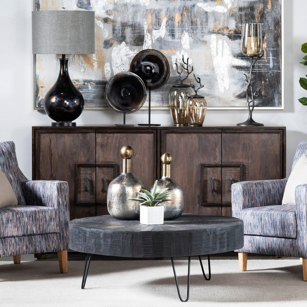 Crestview Collection Dummond Black Round Coffee Table