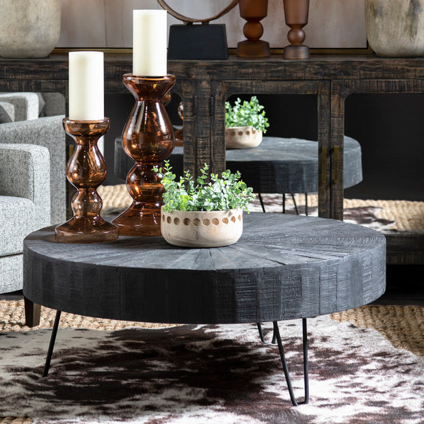 Crestview Collection Dummond Black Round Coffee Table