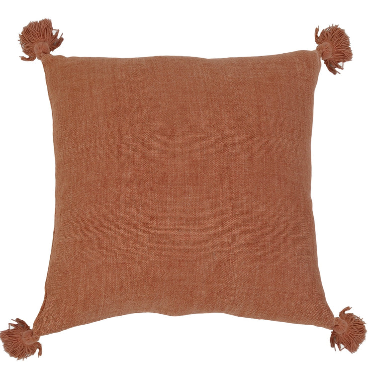 Pom Pom at Home Montauk Terracotta Linen Pillow with Tassels ~ 20 x 20