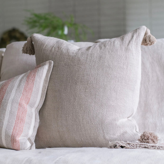 Pom Pom at Home Montauk Natural Linen Pillow with Tassels ~ 20 x 20