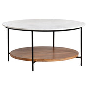 Crestview Collection Brewpub Marble and Wood Round Coffee Table