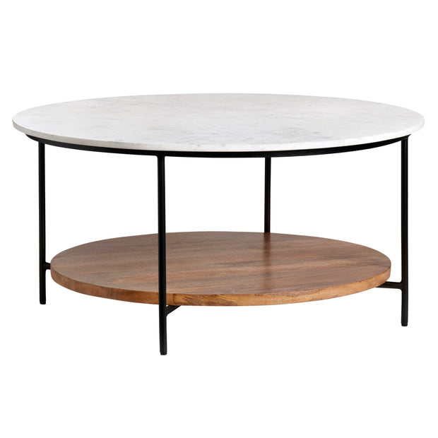 Crestview Collection Brewpub Marble and Wood Round Coffee Table