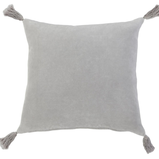 Pom Pom at Home Bianca Light Grey Velvet Square Pillow with Insert  ~ 20 x 20