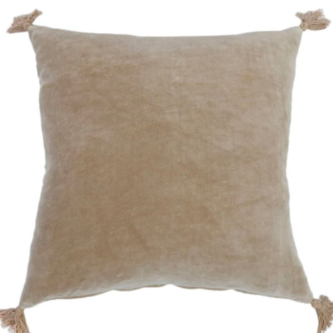 Pom Pom at Home Bianca Natural Velvet Square Pillow with Insert  ~ 20 x 20 ~ SALE~ LIMITED QUANTITIES