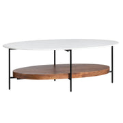 Crestview Collection Brewpub White Marble and Wood Oblong Coffee Table