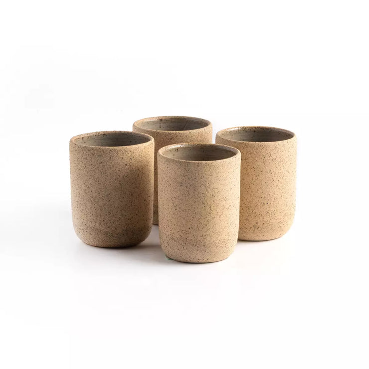 Four Hands Nelo Set of 4 Tumblers ~ Natural Speckled Clay Ceramic