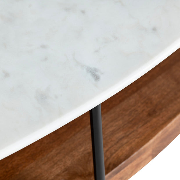 Crestview Collection Brewpub White Marble and Wood Oblong Coffee Table