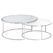 Crestview Collection Cellini Glass and White Marble Nesting Coffee Tables