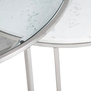 Crestview Collection Cellini Glass and White Marble Nesting Coffee Tables