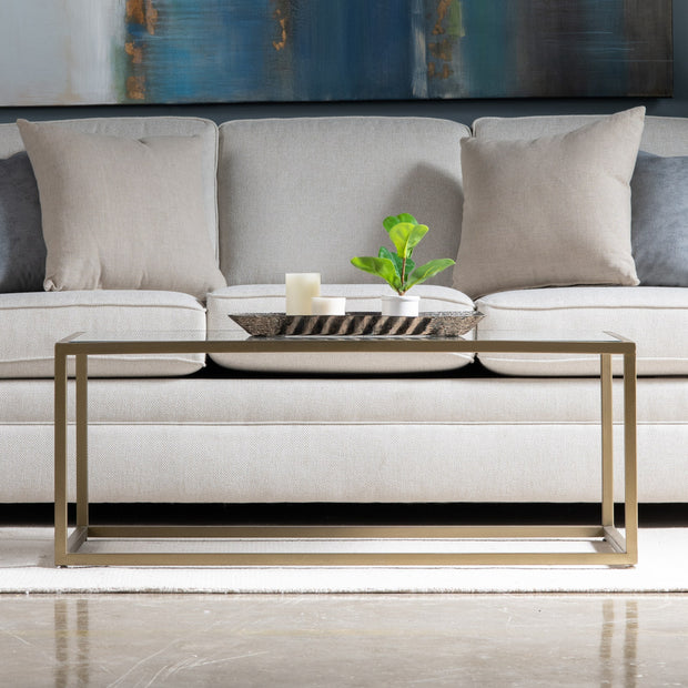 Crestview Collection Christian Rectangular Iron And Glass Coffee Table