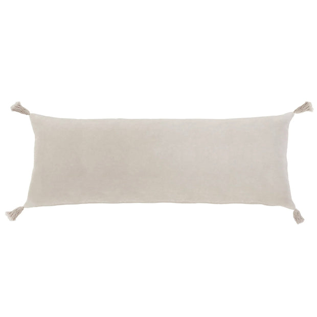 Pom Pom at Home Bianca Light Grey Velvet Rectangular Pillow with Insert  ~ 14 x 40