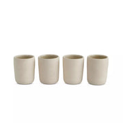 Four Hands Nelo Set of 4 Espresso Cups with Wood Tray ~ Cream Matte Ceramic