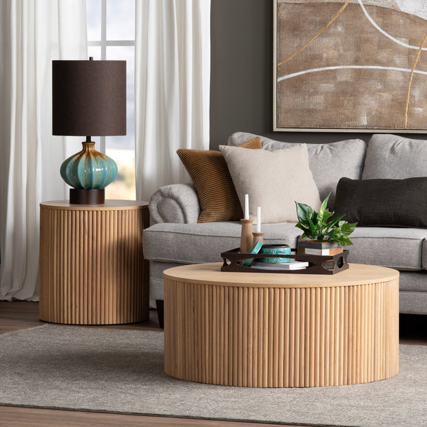 Crestview Collection Henley Fluted Wood Round Coffee Table