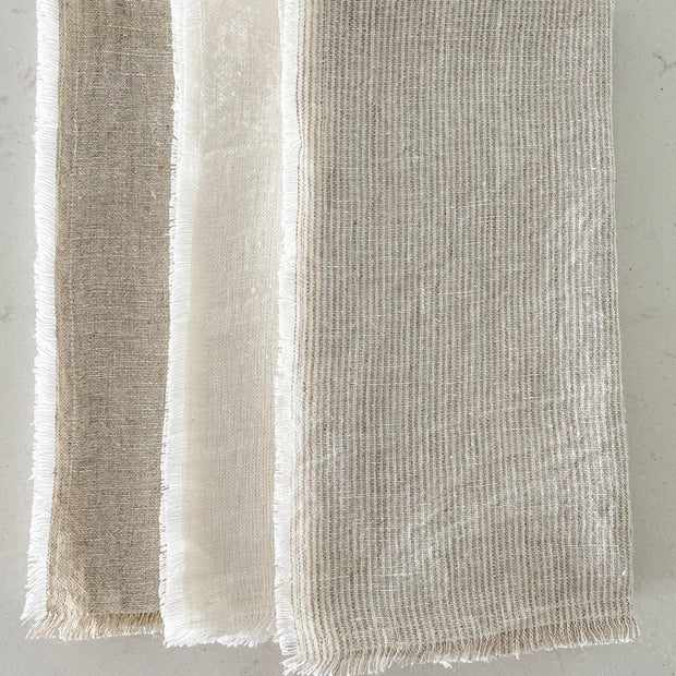 Anaya Home So Soft Linen Bright White Fringe Napkins ~ Set of 4