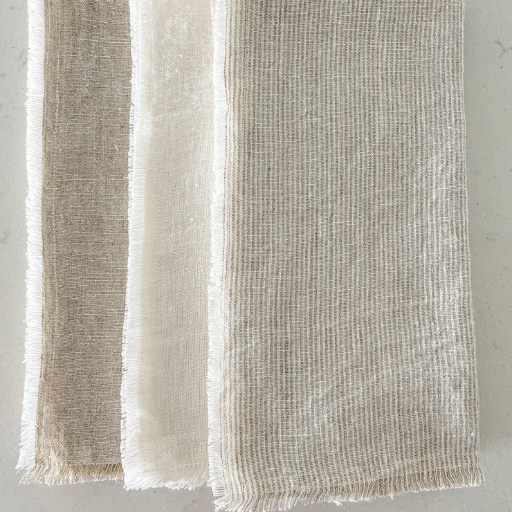 Anaya Home So Soft Linen Bright White Fringe Napkins ~ Set of 4