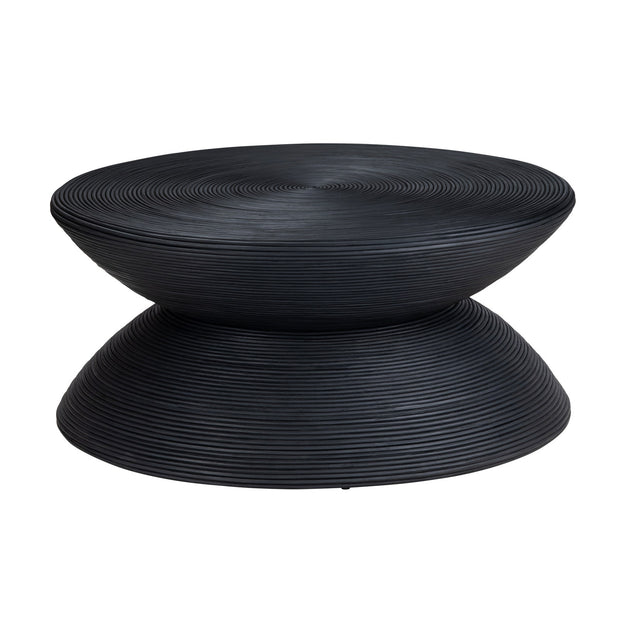 Crestview Collection Bengali Matte Black Rattan Round Coffee Table