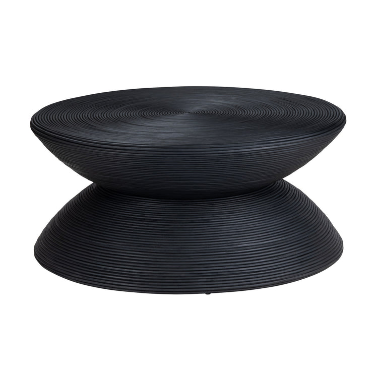 Crestview Collection Bengali Matte Black Rattan Round Coffee Table