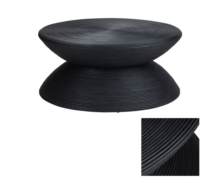 Crestview Collection Bengali Matte Black Rattan Round Coffee Table