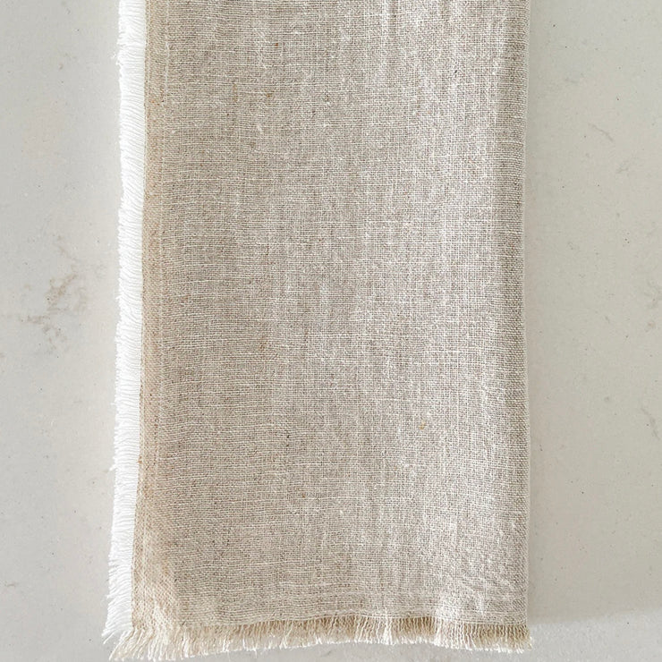 Anaya Home So Soft Linen Natural Beige Fringe Napkins ~ Set of 4