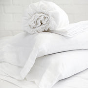 Pom Pom at Home White Linen Queen Sheet Set ~ Includes Flat, Fitted and 2 Pillowcases
