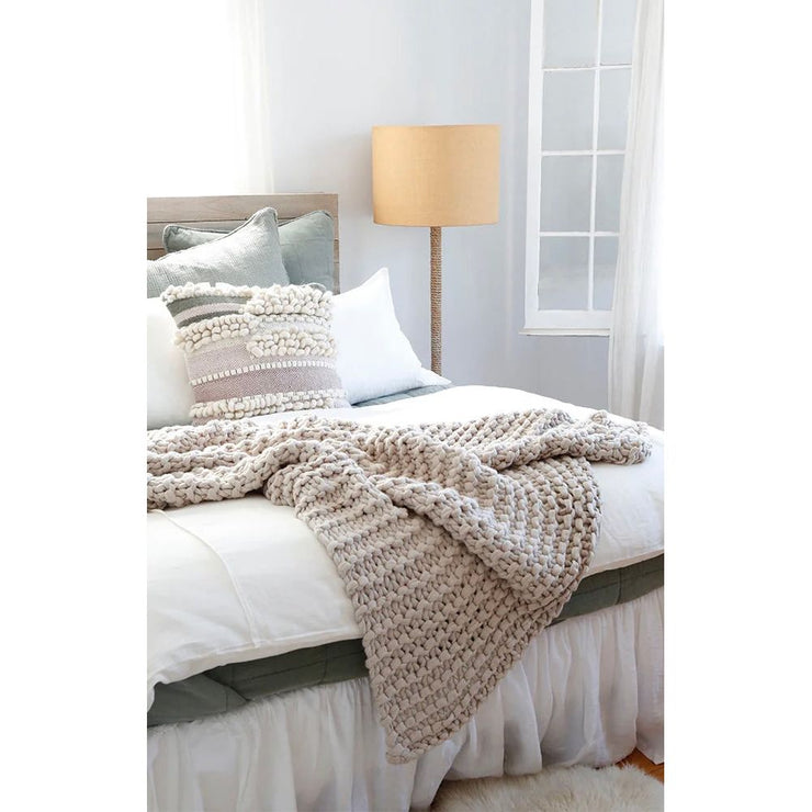 Pom Pom at Home Finn Taupe Hand Knit Chunky Throw Blanket ~ 50” x 60” ~ LAST CHANCE SALE ~ LIMITED QUANTITIES