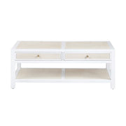 Crestview Collection Sandy Shores White Wood and Rattan Coffee Table