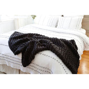 Pom Pom at Home Finn Midnight Hand Knit Chunky Throw Blanket ~ 50” x 60”