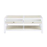 Crestview Collection Sandy Shores White Wood and Rattan Coffee Table