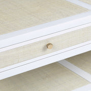 Crestview Collection Sandy Shores White Wood and Rattan Coffee Table