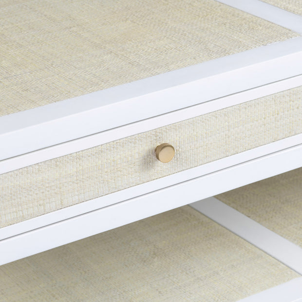 Crestview Collection Sandy Shores White Wood and Rattan Coffee Table