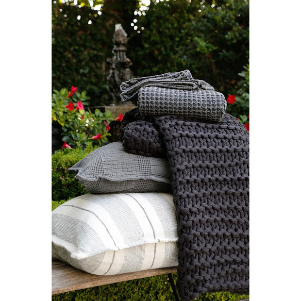 Pom Pom at Home Finn Midnight Hand Knit Chunky Throw Blanket ~ 50” x 60”