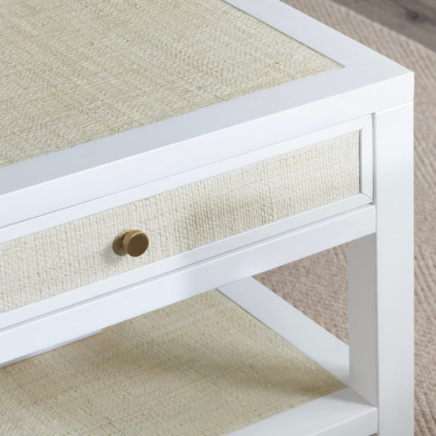 Crestview Collection Sandy Shores White Wood and Rattan Coffee Table