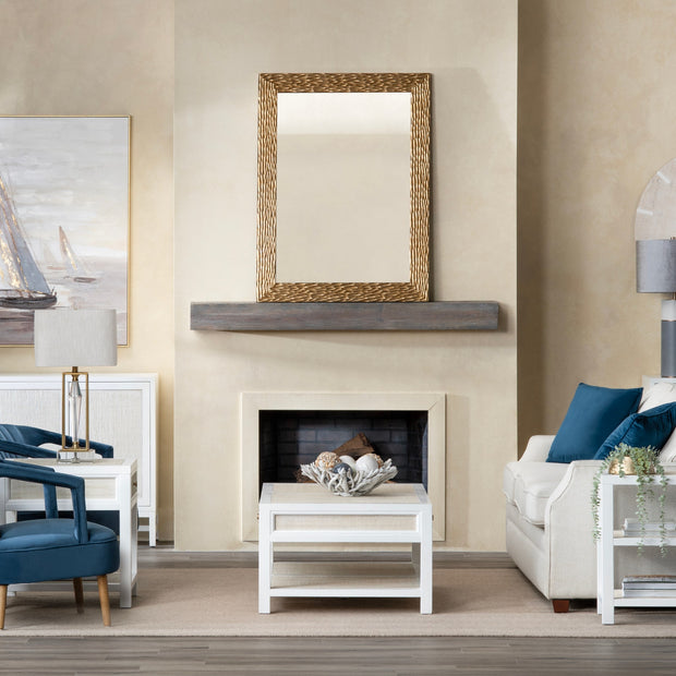Crestview Collection Sandy Shores White Wood and Rattan Coffee Table