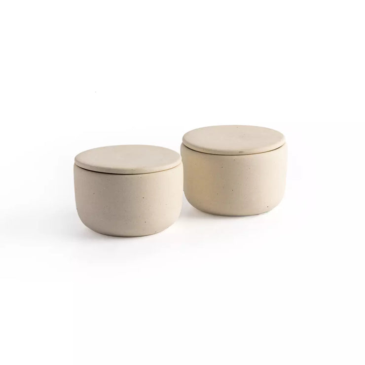 Four Hands Nelo Salt Jars Set of 2 ~ Cream Matte Ceramic