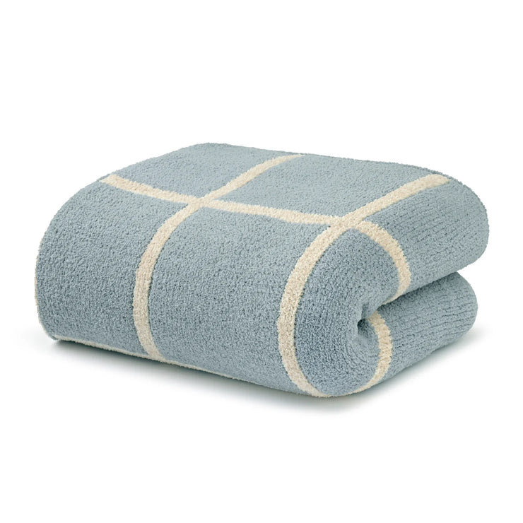 Kashwere Ultra Plush Malibu, Wheat and Linen Window Pane Heathered Cloud Throw