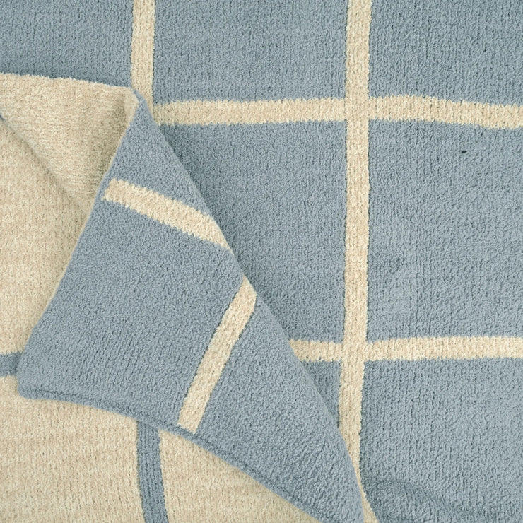 Kashwere Ultra Plush Malibu, Wheat and Linen Window Pane Heathered Cloud Throw