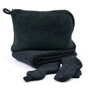 Kashwere Ultra Plush Onyx Travel Blanket, Pouch, Eye Mask and Spa Socks Set