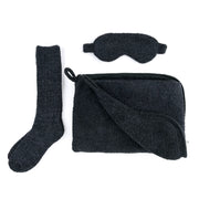 Kashwere Ultra Plush Onyx Travel Blanket, Pouch, Eye Mask and Spa Socks Set