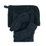 Kashwere Ultra Plush Onyx Travel Blanket, Pouch, Eye Mask and Spa Socks Set