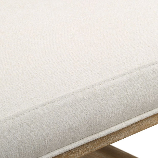 Uttermost Lithe White Frost Fabric and Light Oak Natural Ceruse Desk Chair with Casters
