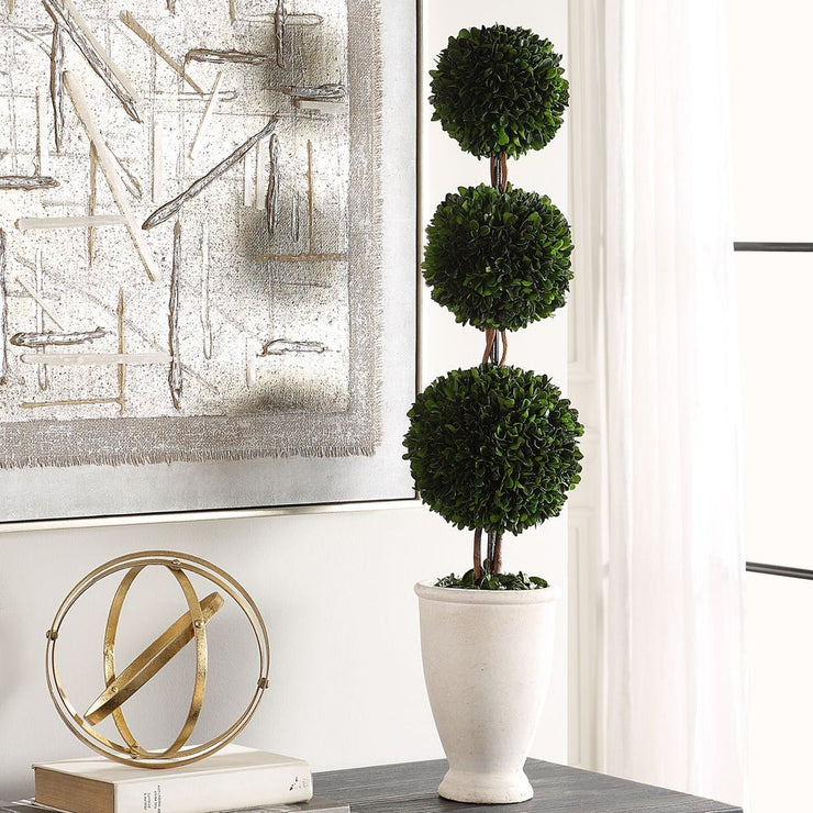 Uttermost Preserved Boxwood Triple Topiary Botanicals