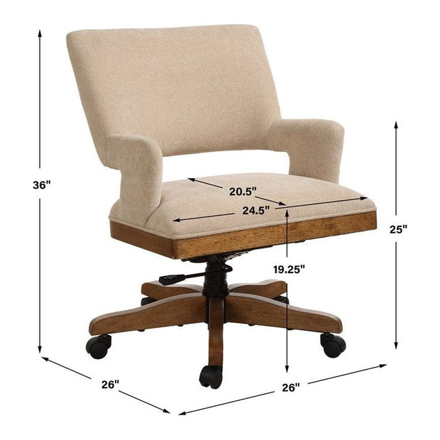 Uttermost Aspect Mid Century Modern Desk Chair with Casters