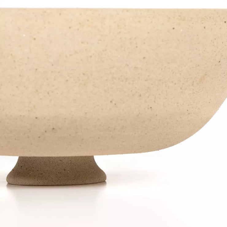 Four Hands Pavel Pedestal Bowl ~ Natural Speckled Clay Ceramic